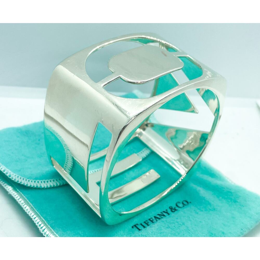 Tiffany & Co. Love Era Stencil Cuff Bangle Bracelet Silver Wrist Size 6.25-6.75" - Picture 16 of 16
